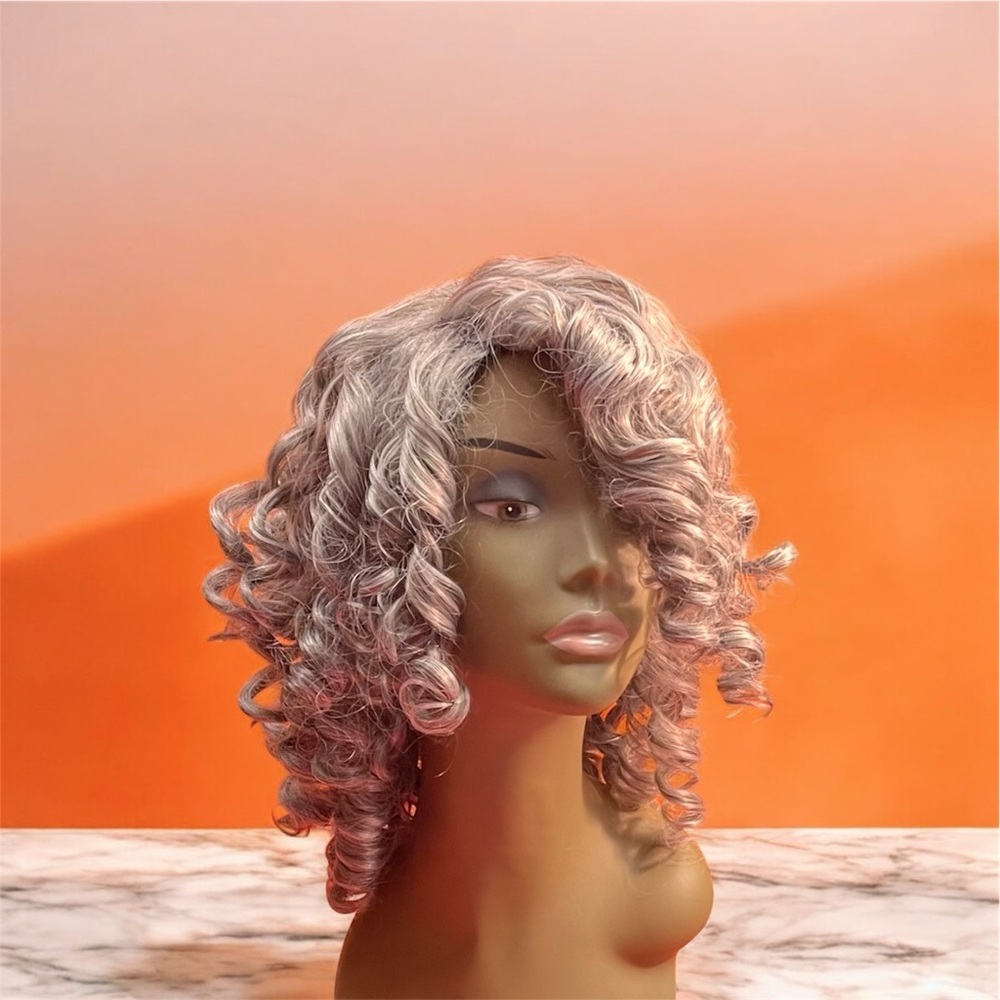Gray Sophisticated Curly Wig – Full Bouncy Curls for Glamorous Style | NWOt